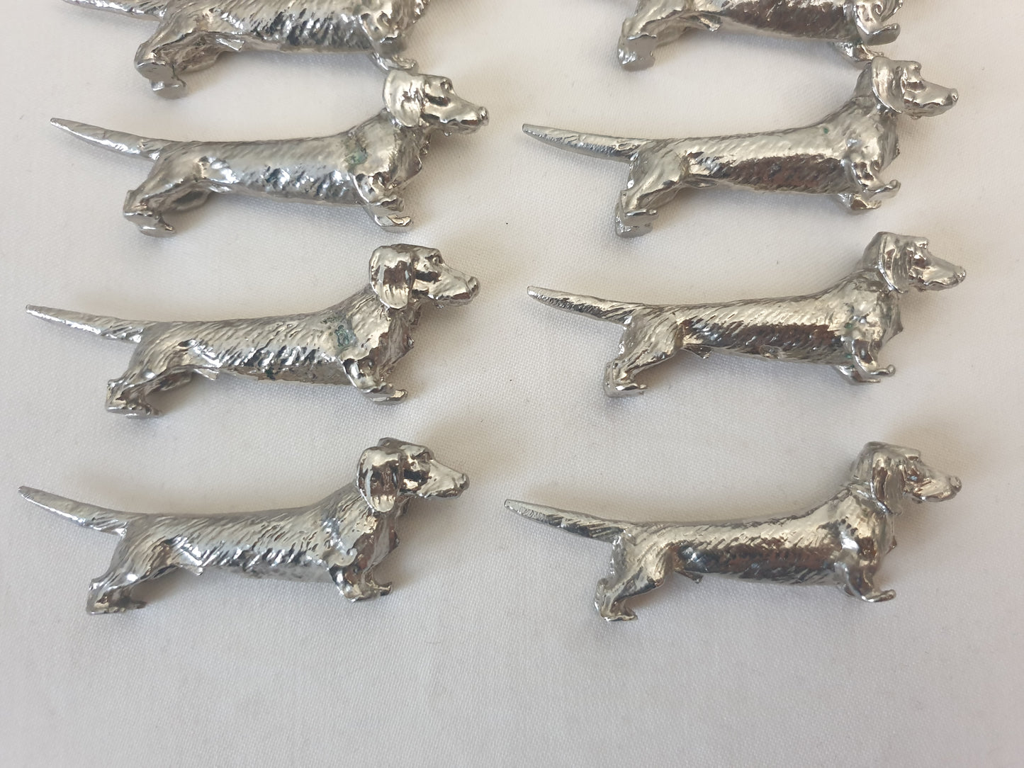 Set of 12 Vintage Silver Plated Dachshund (Teckel) Knife Rests in Blue Box