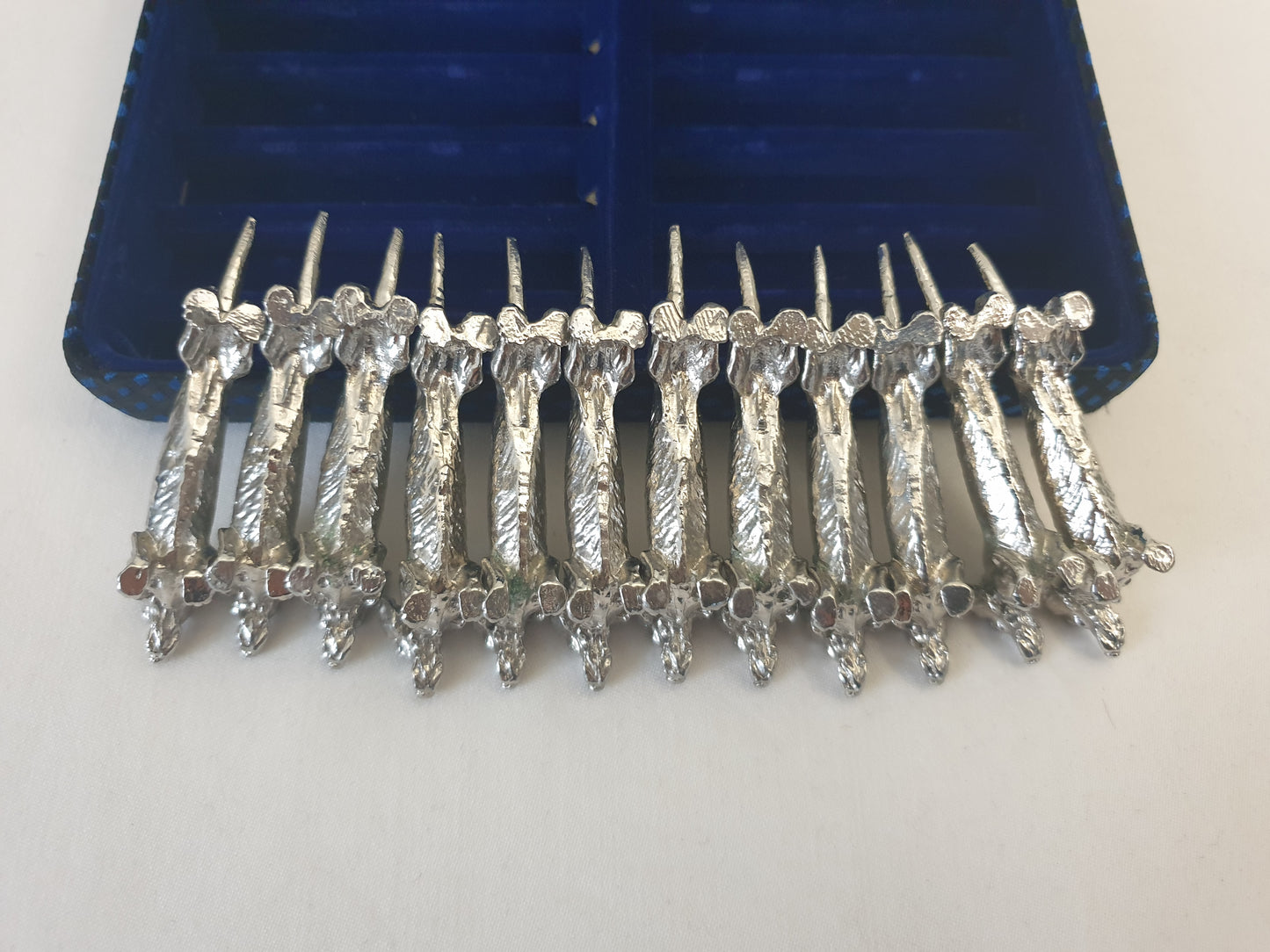 Set of 12 Vintage Silver Plated Dachshund (Teckel) Knife Rests in Blue Box