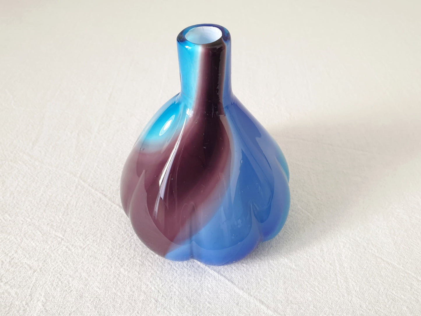 Vintage Blue and Purple Hand Blown Glass Vase