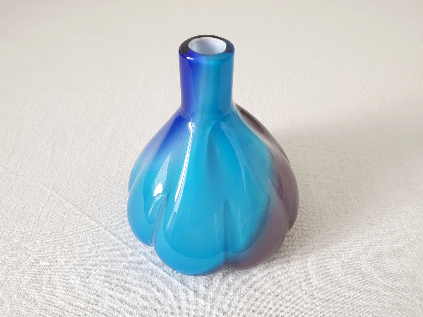 Vintage Blue and Purple Hand Blown Glass Vase