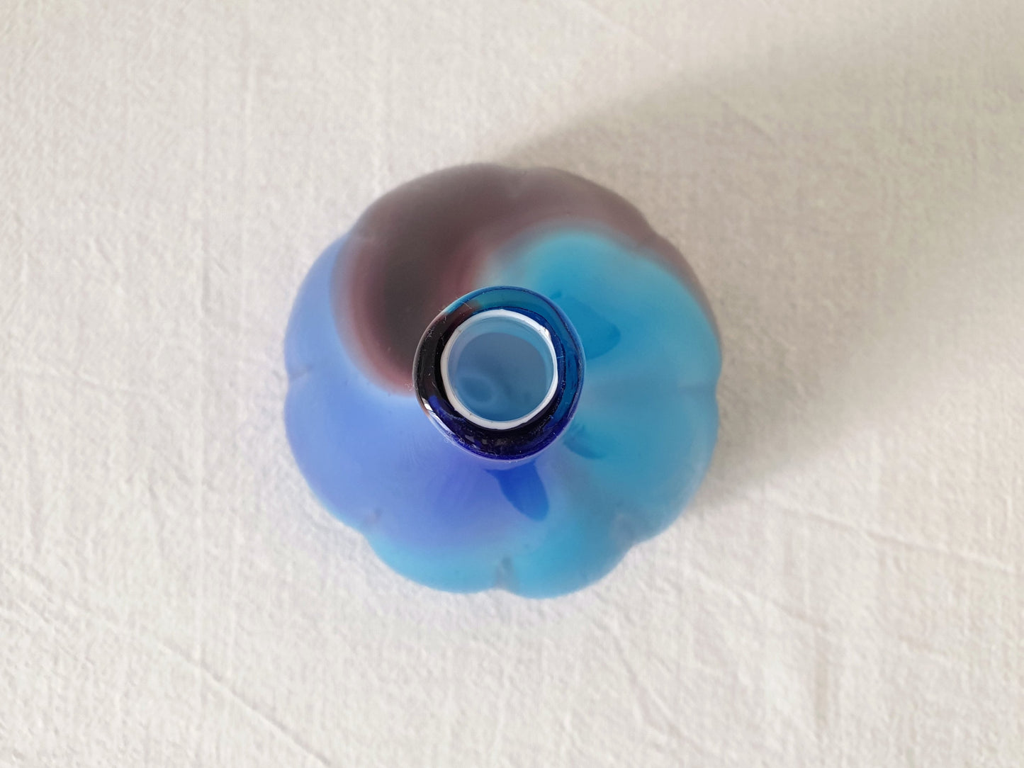 Vintage Blue and Purple Hand Blown Glass Vase