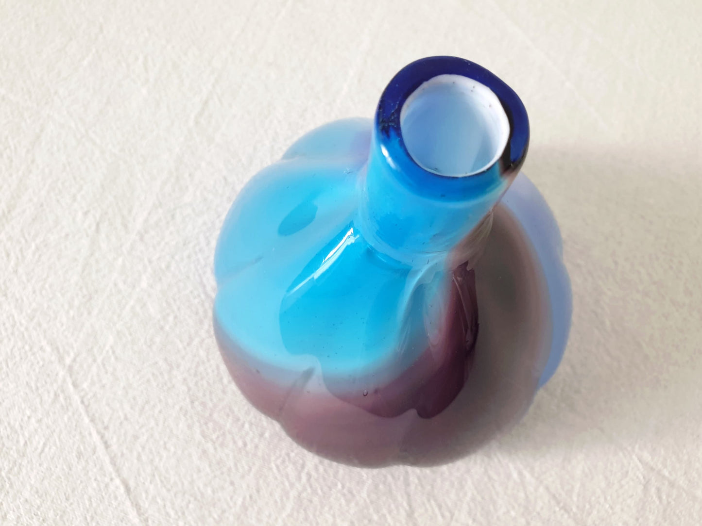 Vintage Blue and Purple Hand Blown Glass Vase