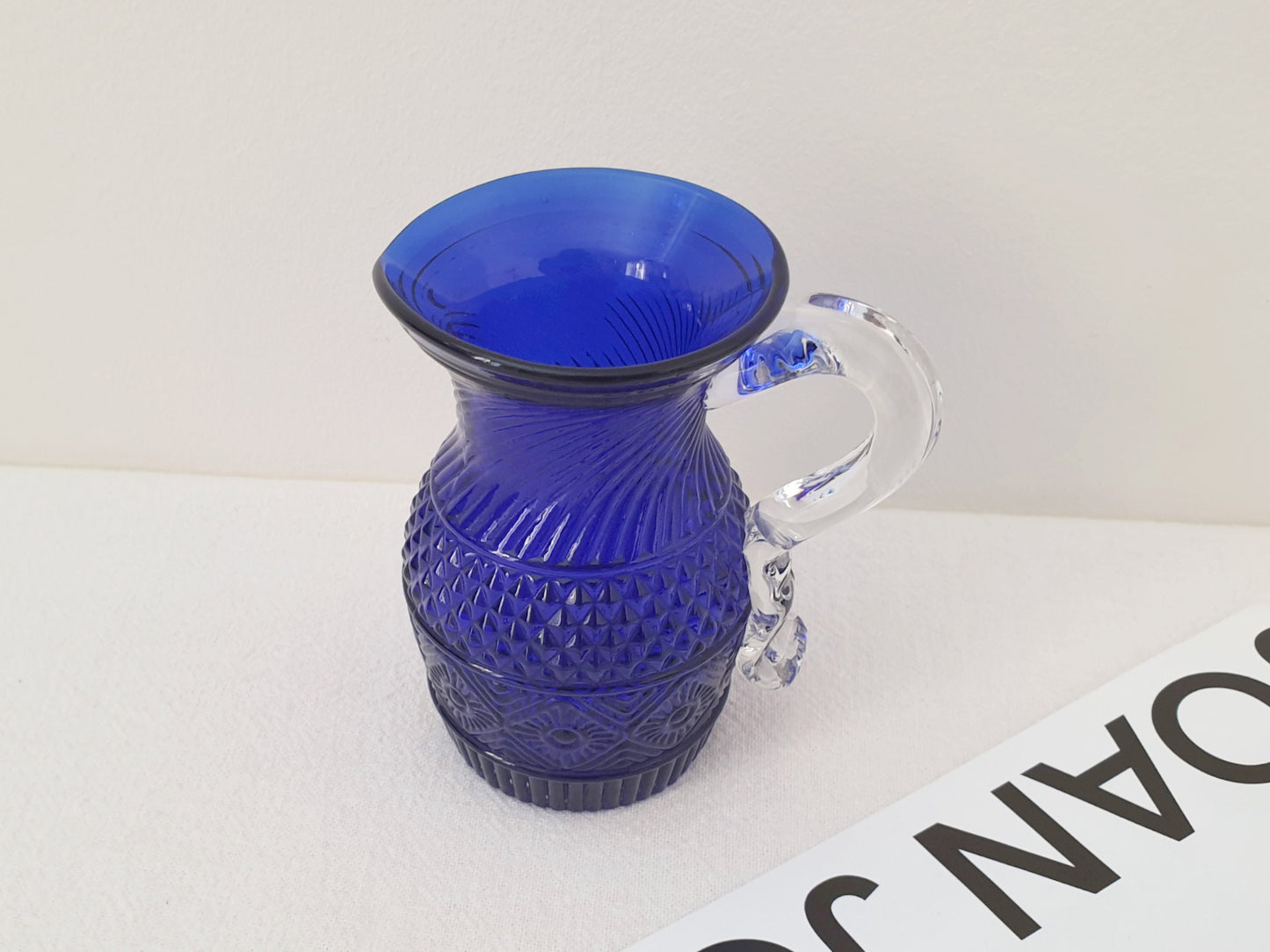 Vintage Cobalt Blue MMA Pitcher, Blue Pitcher Sandwich Style