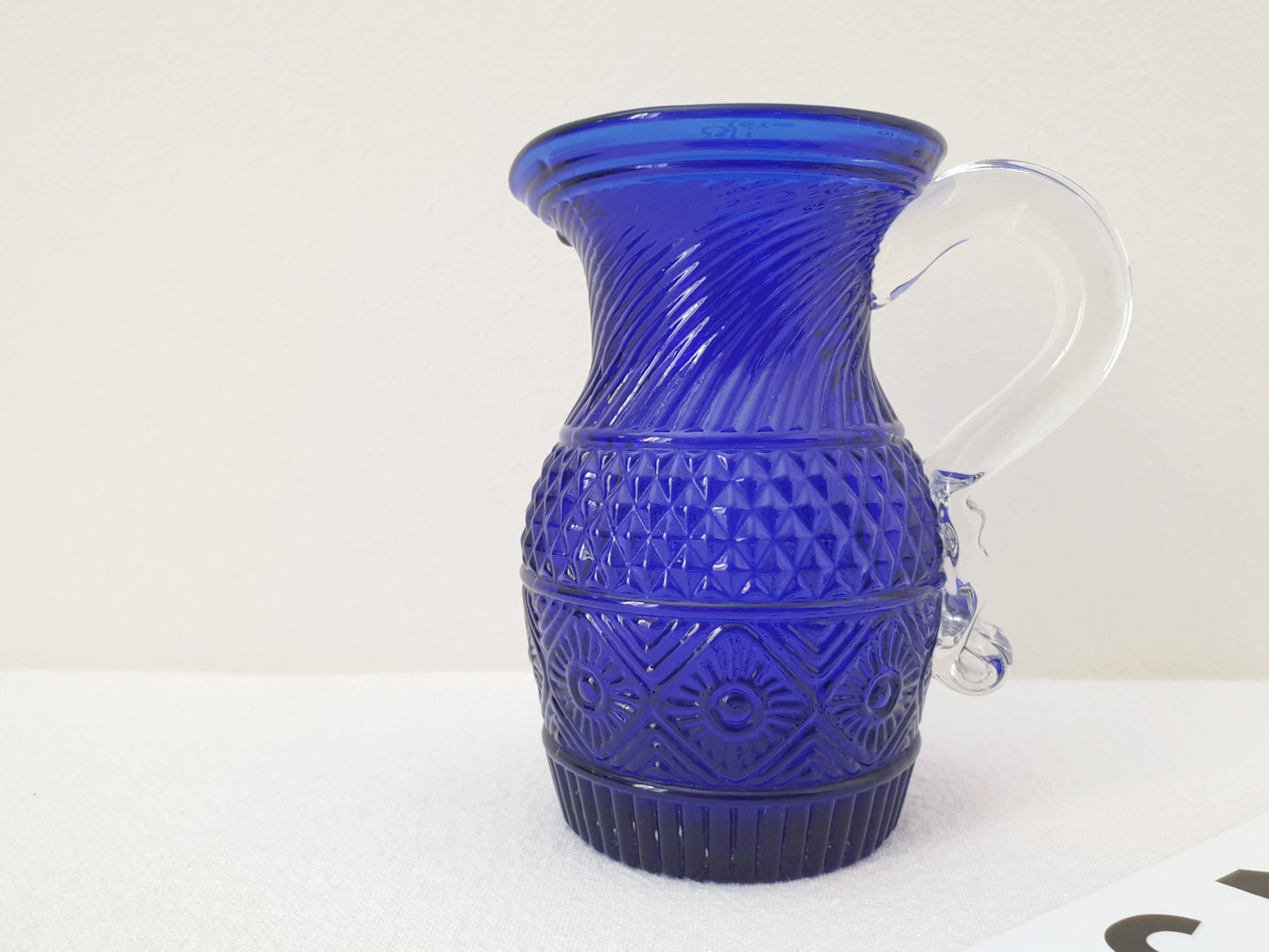 Vintage Cobalt Blue MMA Pitcher, Blue Pitcher Sandwich Style