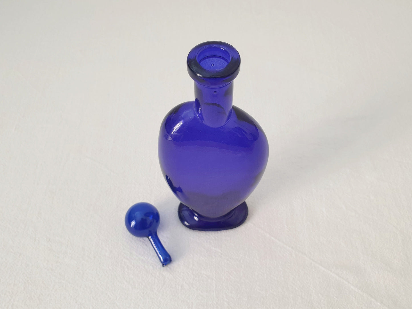 Art nouveau Vintage Bristol Blue Flat Glass Decanter or Liquor Container