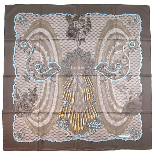 Hermes Scarf "Doigts de Fée" by Caty Latham 90cm Silk | Hermes Carre