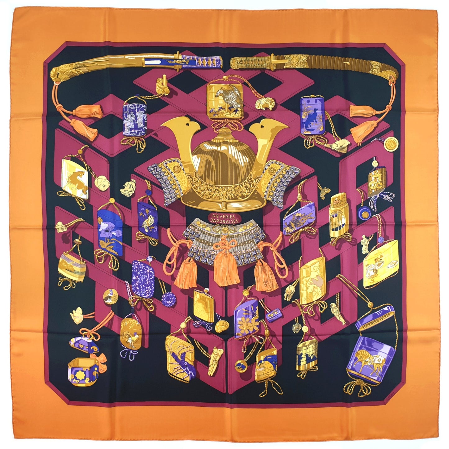 Hermes Scarf "Rêveries Japonaises" by Caty Latham 90cm Silk | Hermes Carre