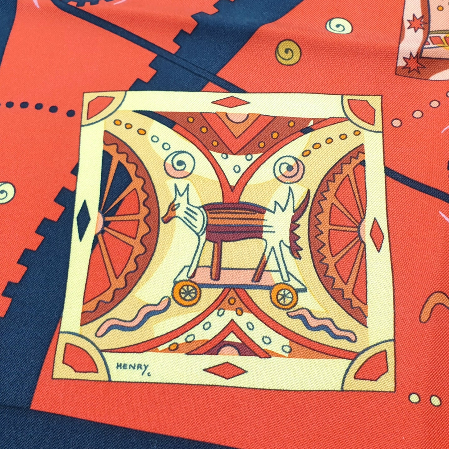 Hermes Scarf "La Mécanique des Idées" by Christine Henry 90cm Silk | Hermes Carre