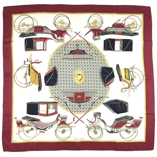 Hermes Scarf "Les Voitures à Transformation" by Françoise De La Perriere 90cm Silk | Hermes Carre