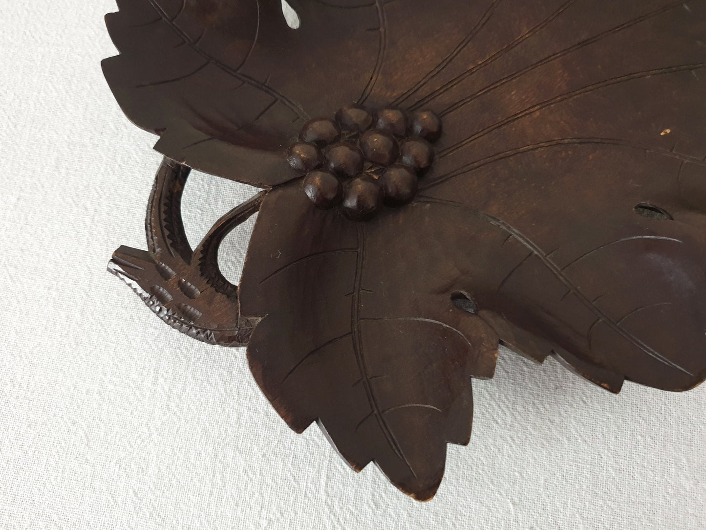 Black Forest Style Vintage Wooden Tray - Vine Leaf Design