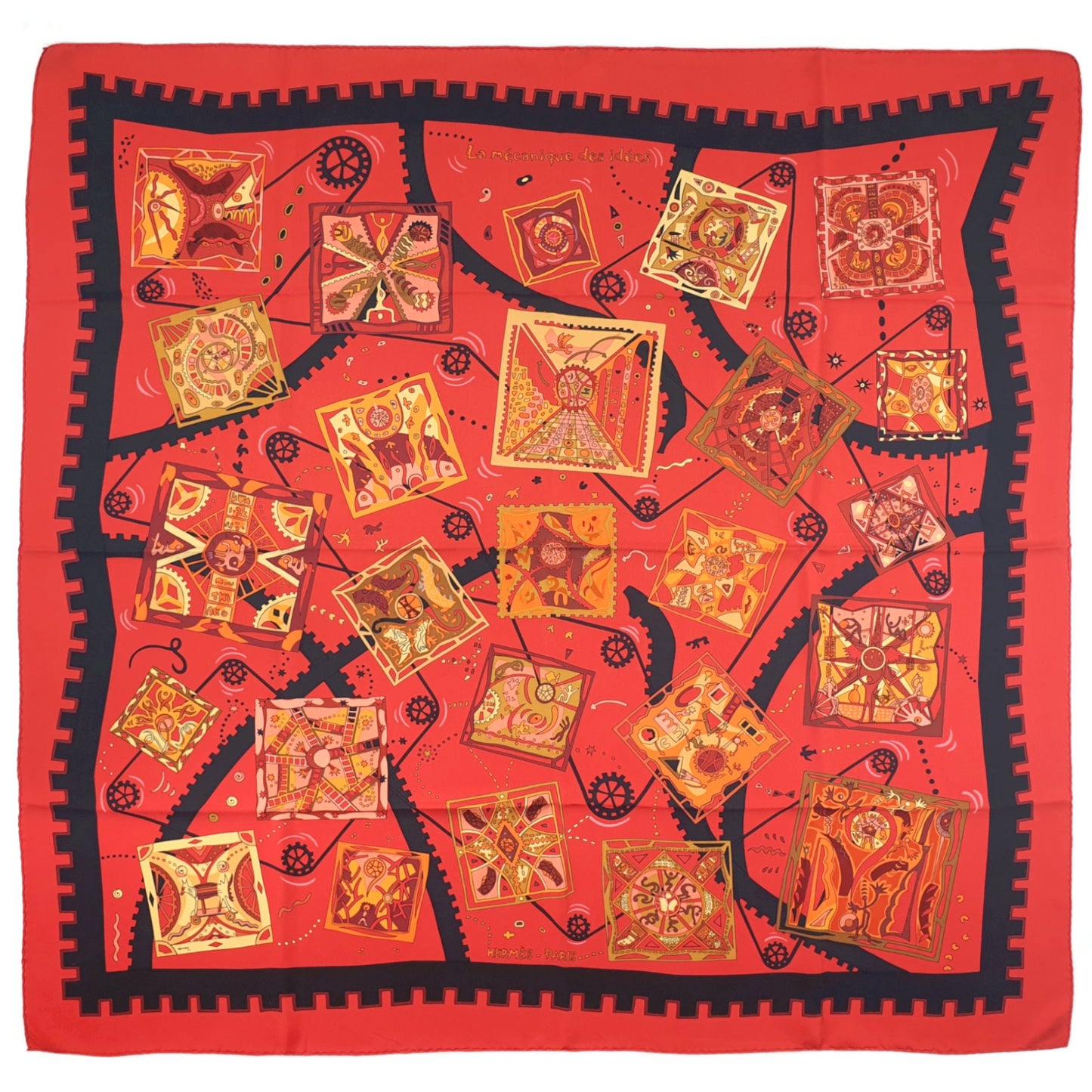 Hermes Scarf "La Mécanique des Idées" by Christine Henry 90cm Silk | Hermes Carre