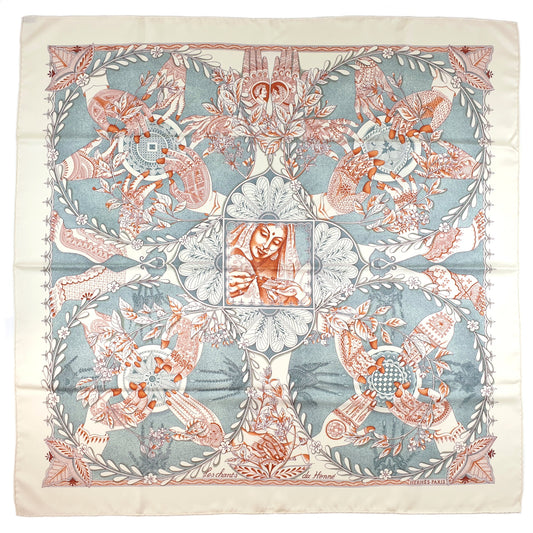 Hermes Scarf "Les Chants du Henné" by Laurence Bourthoumieux 90cm Silk | Hermes Carre