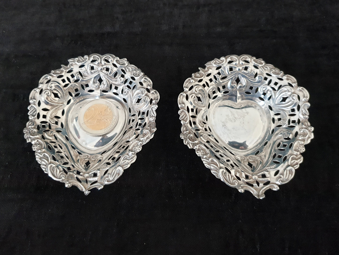 Pair of Antique Sterling Silver Ring Dishes or Nut Dishes by George Nathan & Ridley Hayes - Chester 1903