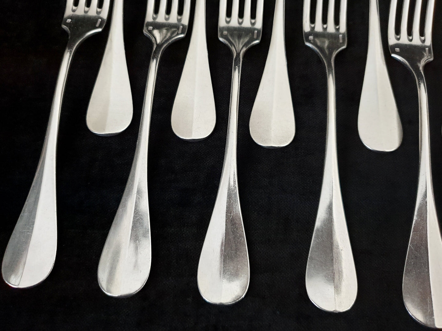 12 Pairs of Christofle Silver Plated Dessert Spoons and Forks - Louis XVI Style 24-Piece Dessert Cutlery Set Circa 1900s