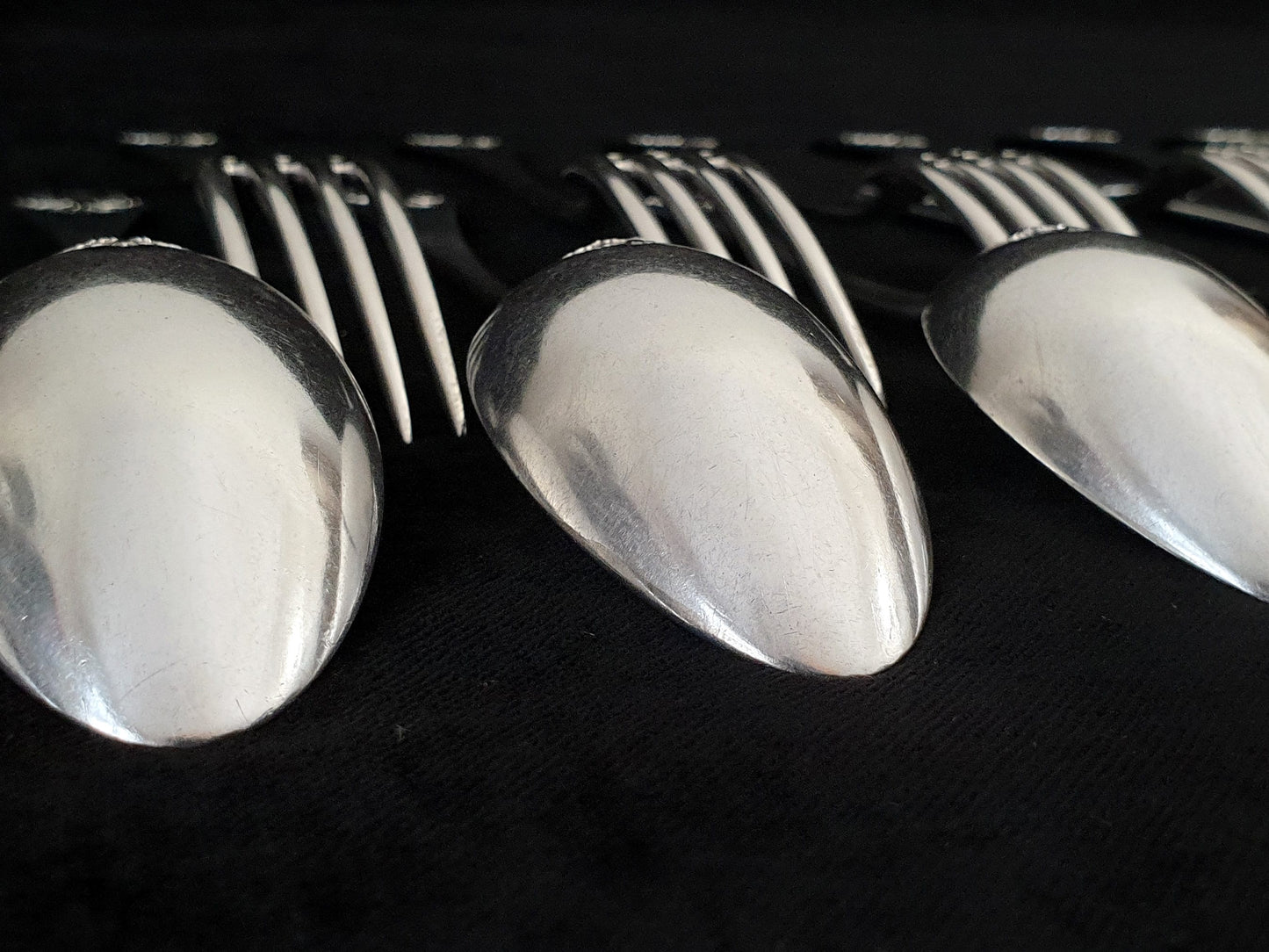 12 Pairs of Christofle Silver Plated Dessert Spoons and Forks - Louis XVI Style 24-Piece Dessert Cutlery Set Circa 1900s