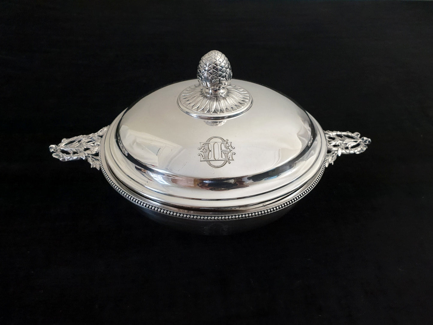 Rare Antique Christofle Medium Silver Plated Louis XVI Style Covered Vegetable Dish or Casserole Dish - Circa 1906