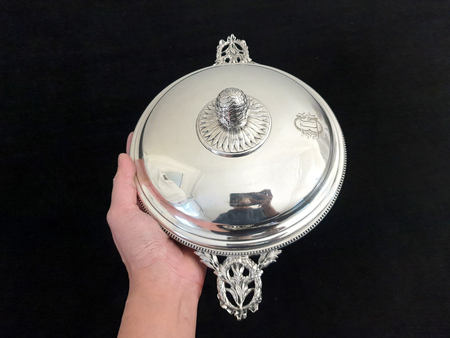 Rare Antique Christofle Medium Silver Plated Louis XVI Style Covered Vegetable Dish or Casserole Dish - Circa 1906