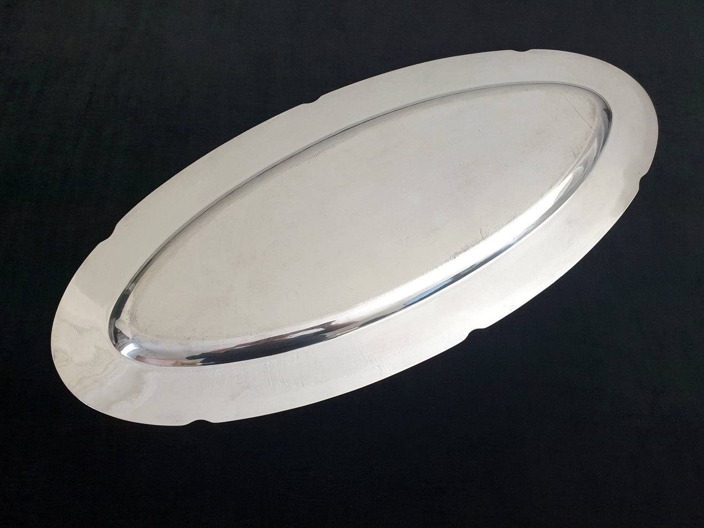 Large Oval Fish Serving Tray in Silver Plated by Ravinet d'Enfert - French Vintage Fish Dish with Scallop Shell Design