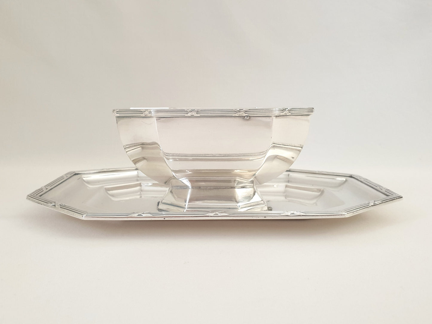 Vintage Silver Plated Sauce Boat with Art Deco design