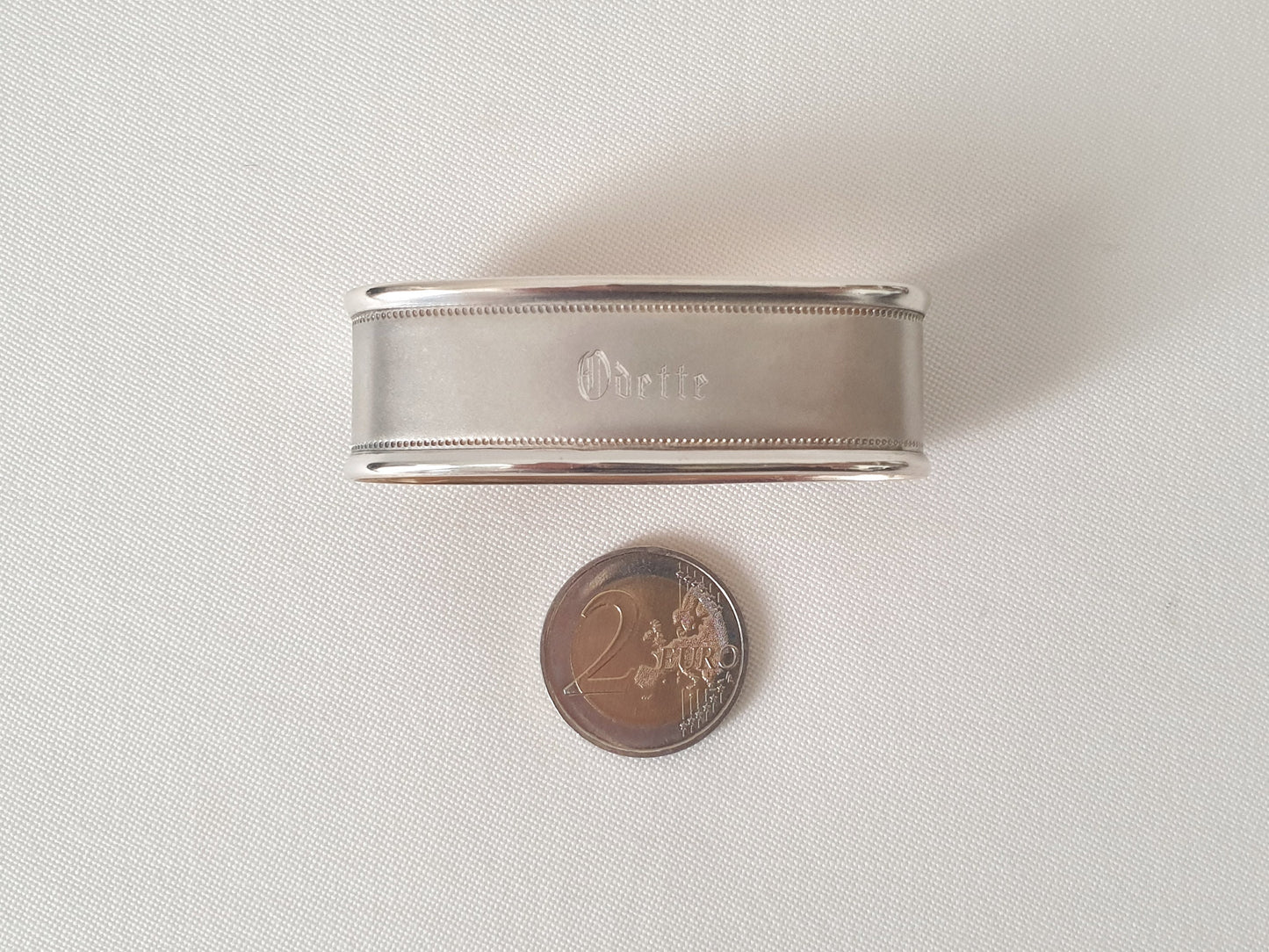 Vintage Portuguese 835 Silver Oval Napkin Ring Engraved 'Odette' - Porto Hallmark