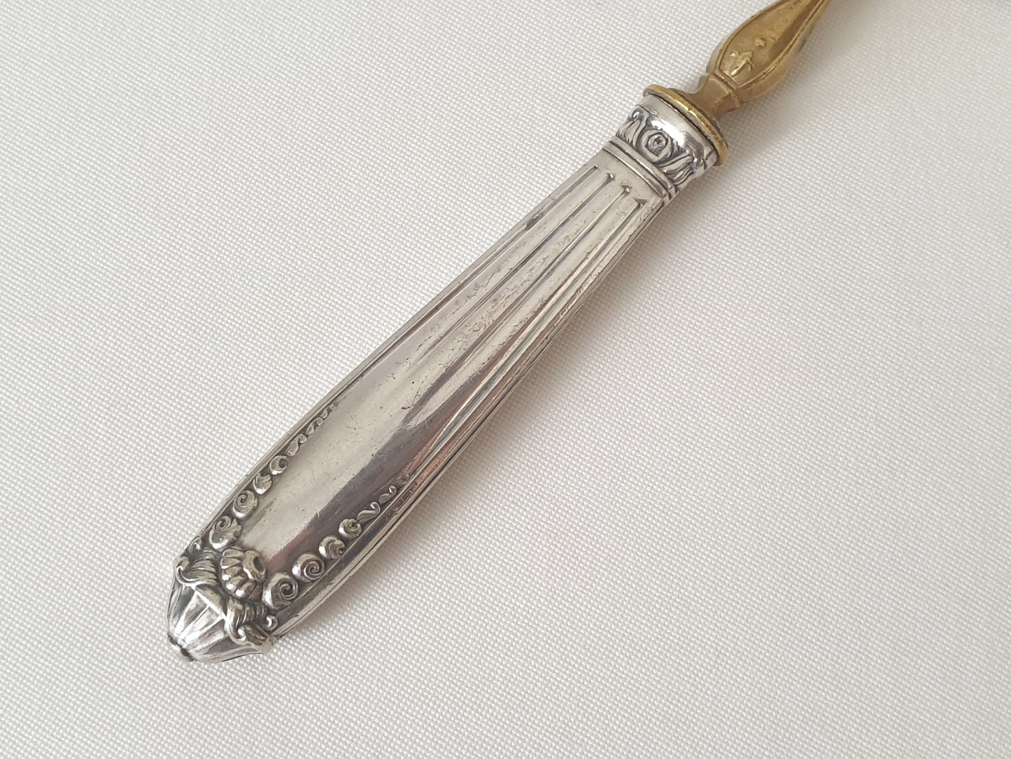 French Vintage Sugar Sifting Spoon in Silver Plated and Gilded Metal