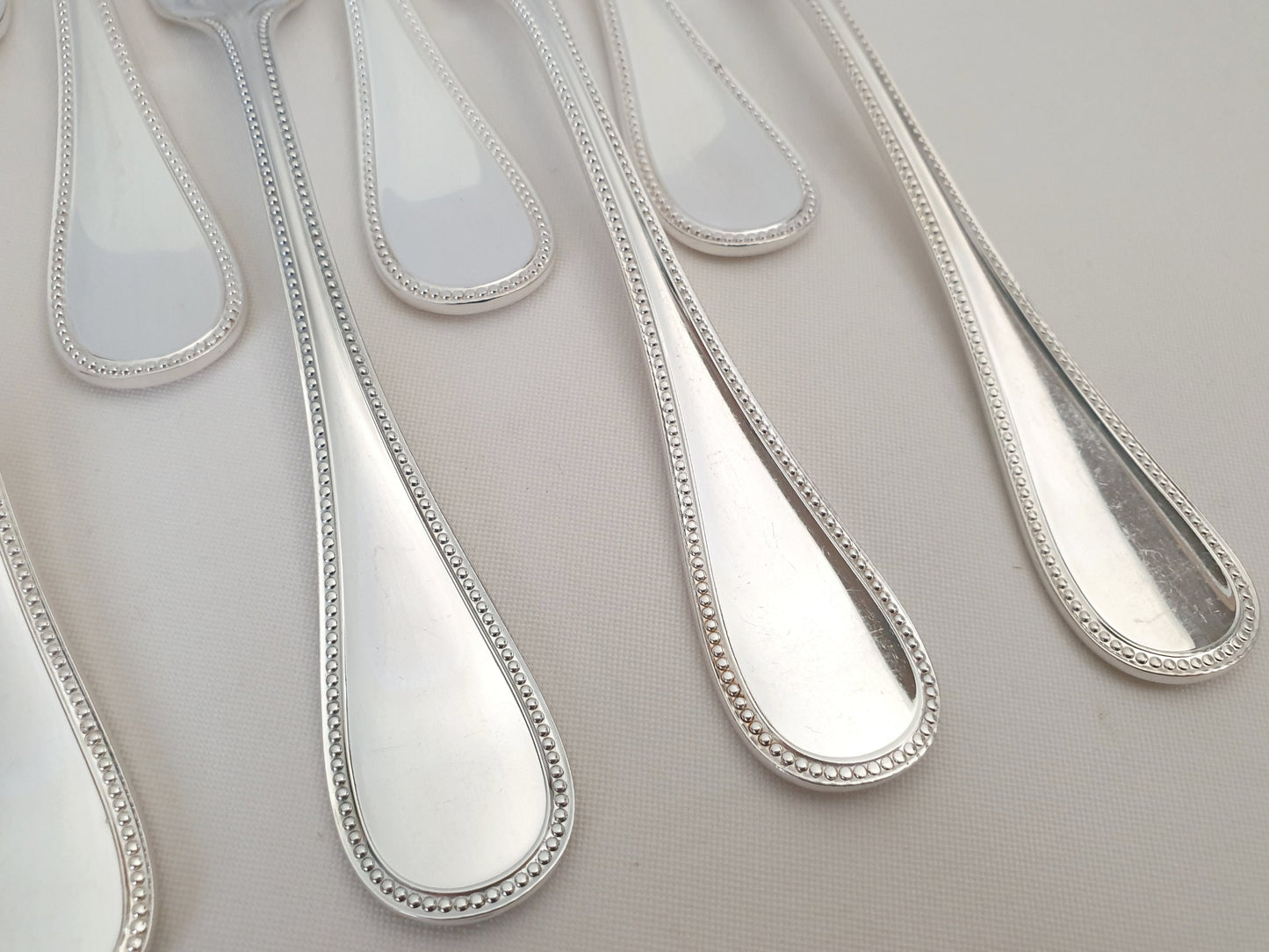 10 Christofle Silver Plated Table Forks 'Pearls' Model - French Christofle Dinner Forks