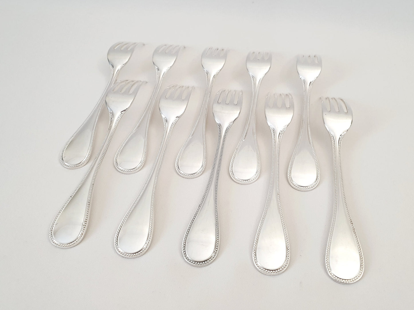 10 Christofle Silver Plated Table Forks 'Pearls' Model - French Christofle Dinner Forks