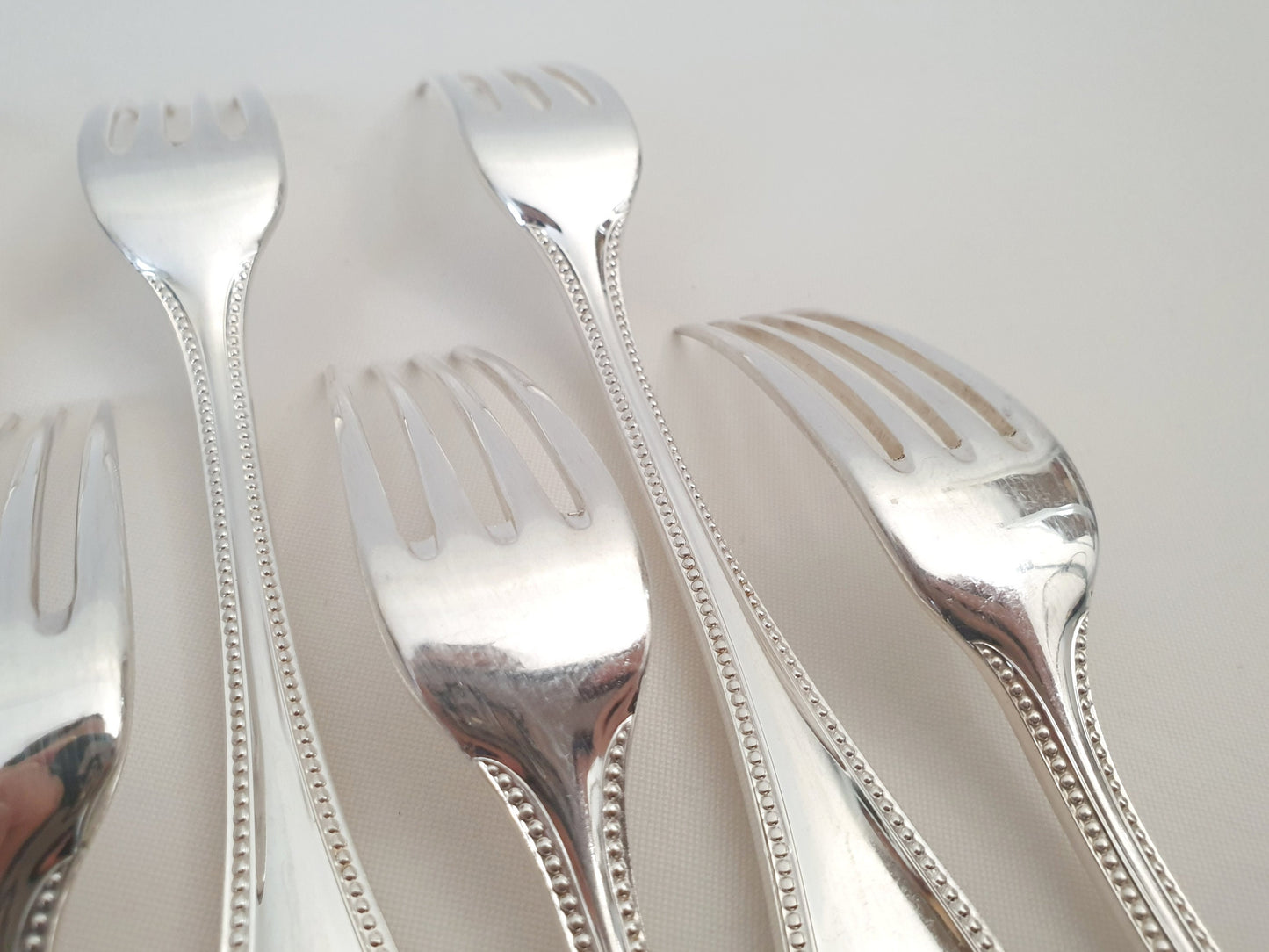 10 Christofle Silver Plated Table Forks 'Pearls' Model - French Christofle Dinner Forks