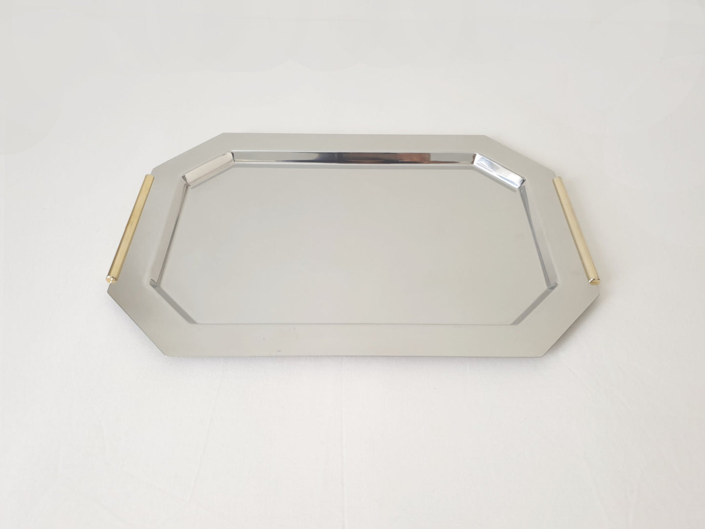 Van Cleef & Arpels Paris Chrome Vanity Tray with Gold Gilt Handles