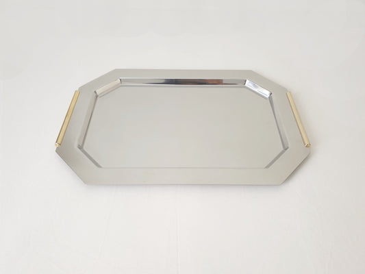 Van Cleef & Arpels Paris Chrome Vanity Tray with Gold Gilt Handles