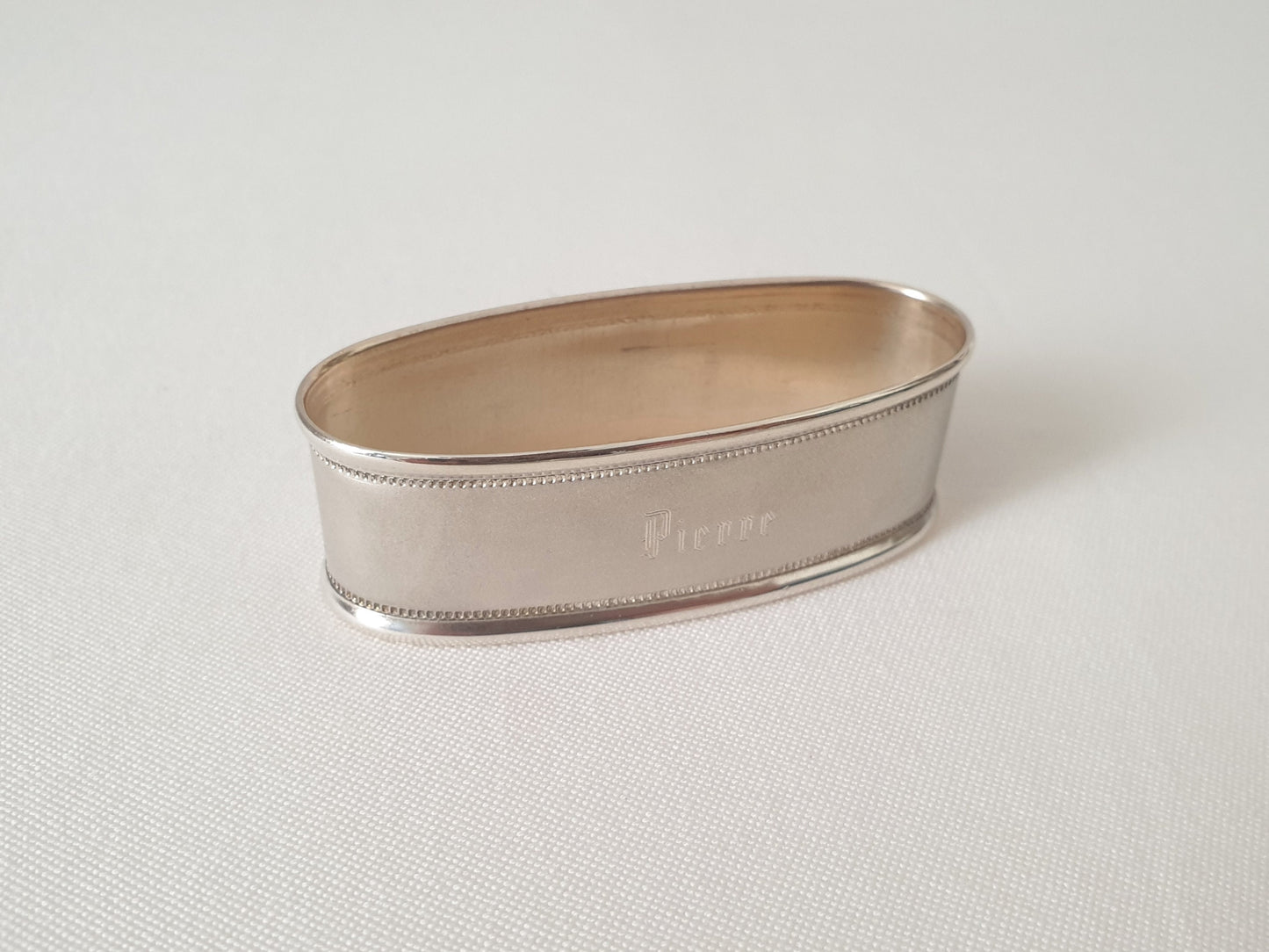 Vintage Portuguese 835 Silver Oval Napkin Ring Engraved 'Pierre' - Porto Hallmark