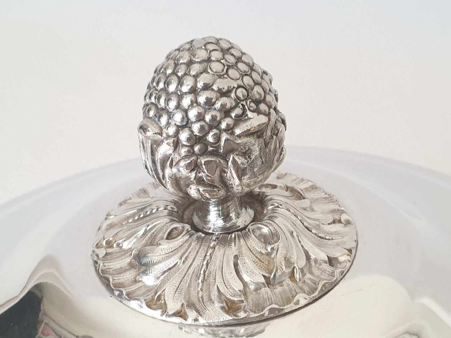 French Silver Plated Louis XVI Style Covered Vegetable Dish or Casserole Dish - Soup Tureen with Pomegranate Shaped Finial