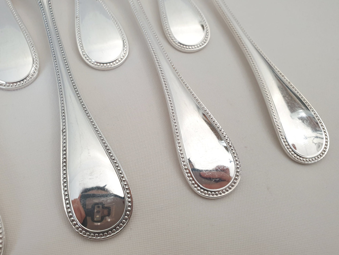 10 Christofle Silver Plated Table Forks 'Pearls' Model - French Christofle Dinner Forks