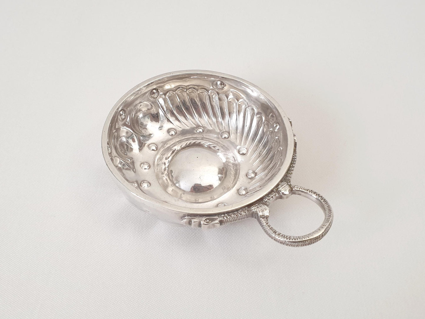 Antique French 950 Silver Wine Taster (Tastevin) with Serpent-shaped Handle by Théodore TONNELIER