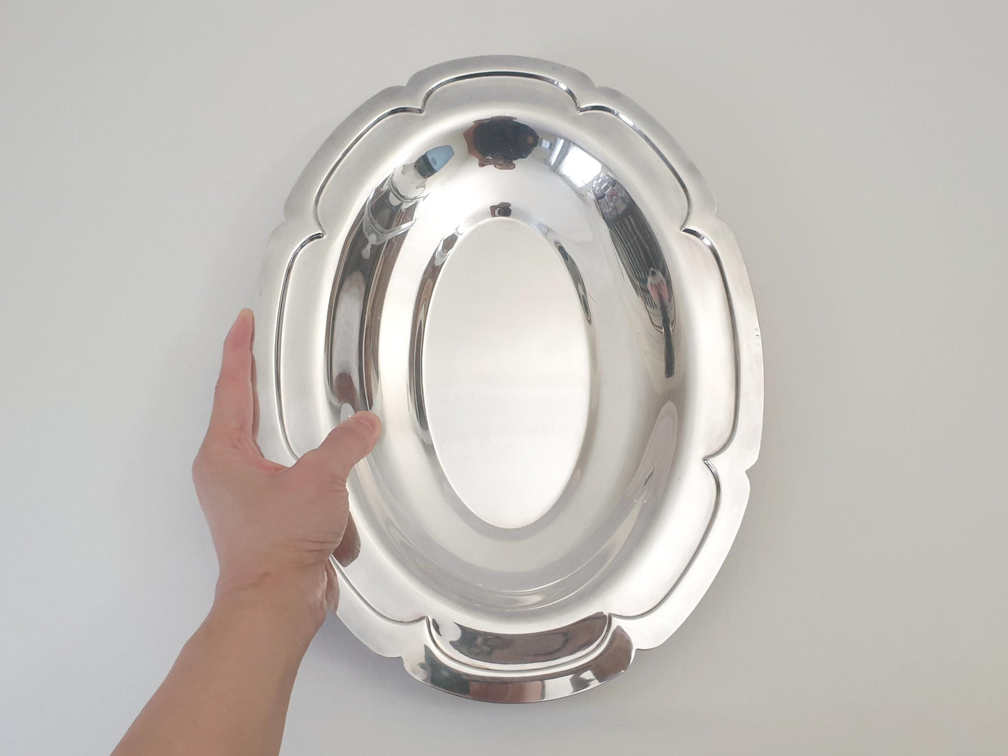 Vintage Silver Plated Large Oval Serving Tray or Dish - Oval Bread Basket