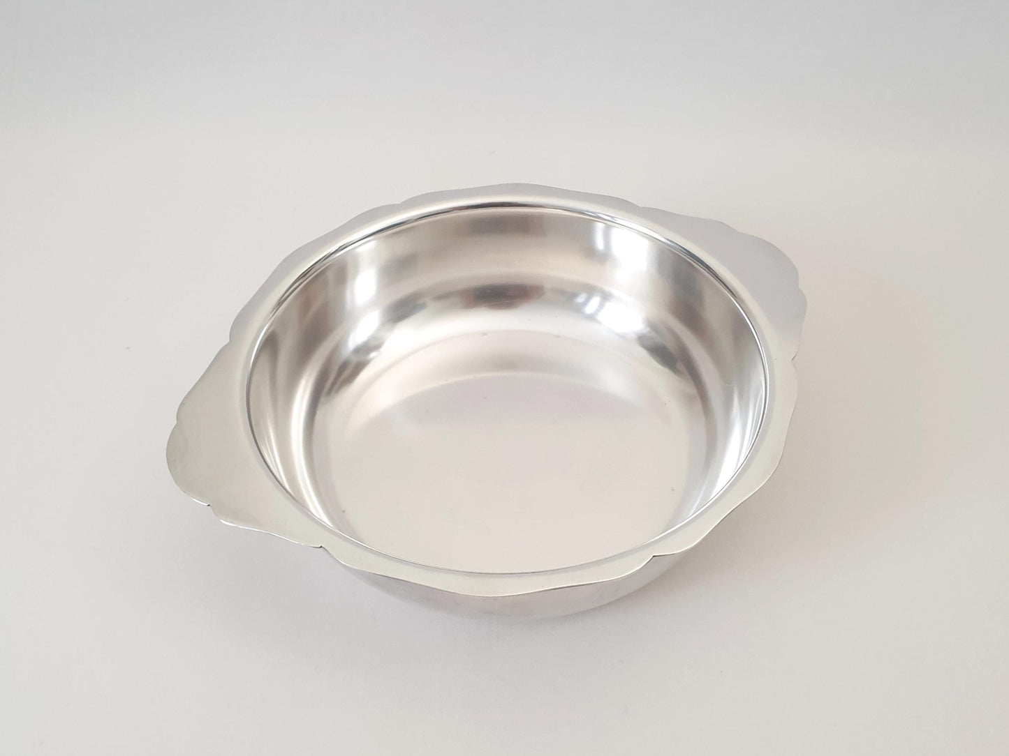 French Vintage Silver Plated Big Circular Bowl with Handles - Big Handled Round Serving Dish