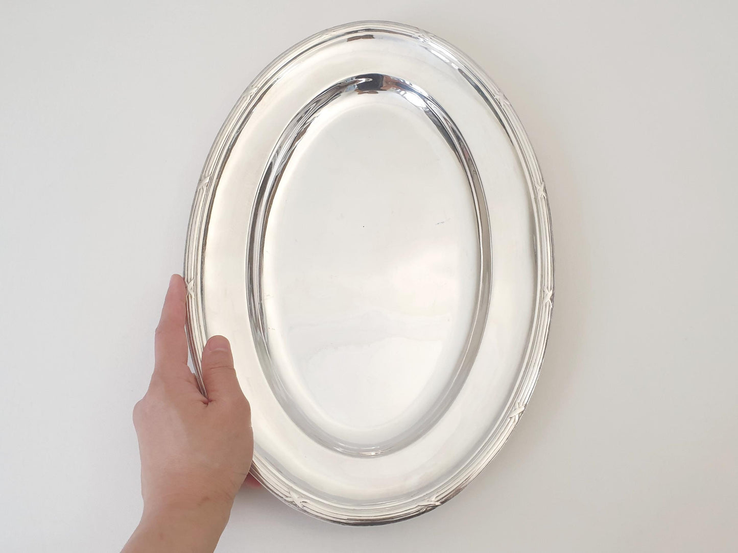 Rare Antique Art Krupp Berndorf Medium Silver Plated Oval Serving Tray circa 1926 (TT-TB98a)