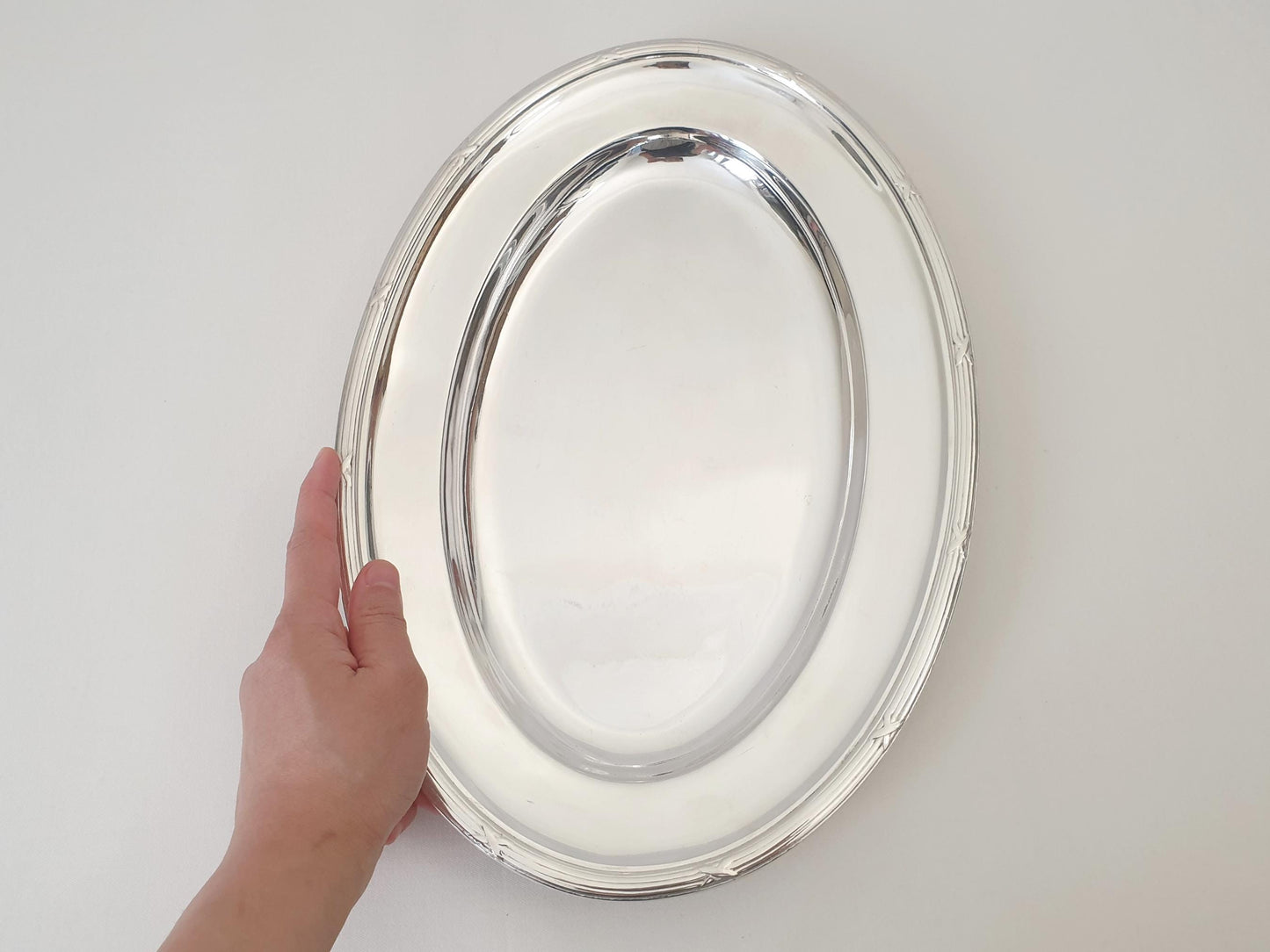 Rare Antique Art Krupp Berndorf Medium Silver Plated Oval Serving Tray circa 1926 (TT-TB98c)