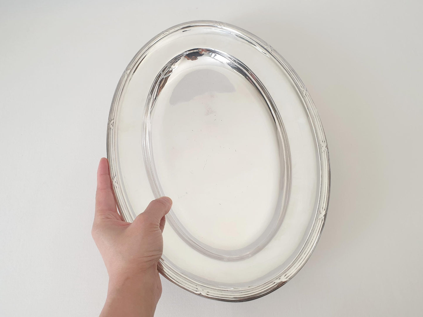 Rare Antique Art Krupp Berndorf Medium Silver Plated Oval Serving Tray circa 1926 (TT-TB98d)