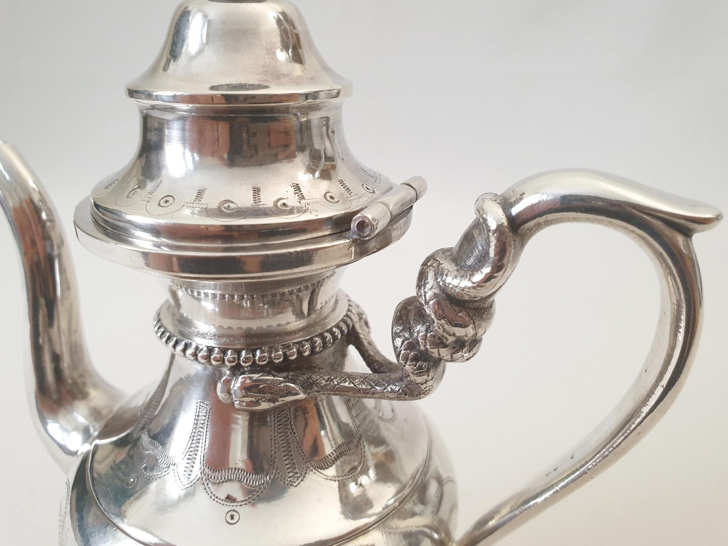 Rare Small Mini Silver Plated Teapot with Serpent-Shaped Handle - Probably Bachmann Wien