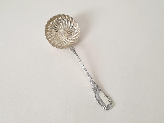 French 950 Silver Sugar Sifting Spoon - Sugar Sifter with Gilded Bowl in Rococo Style