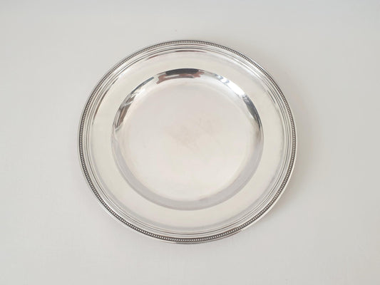 Christofle Silver Plated 27cm Round Platter or Serving Tray Decorated with Strings of Pearls