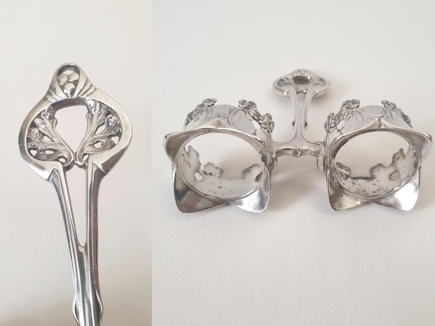 Rare Christofle Gallia Double Salt Cellars in Silver Plate and Glass - Art Nouveau Sauce Servers