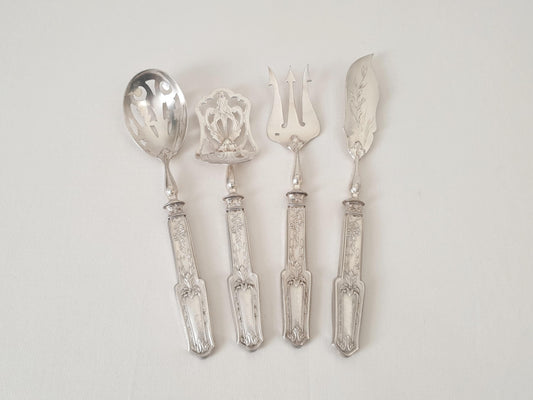French Dessert Service in 950 Silver and Silver Plated Metal - Appetizer Serving Set in Louis XVI Style