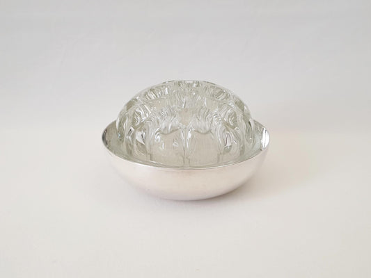 Christofle Silver Plated Flower Frog with Reims Crystal Insert - Flower Holder circa 1960s