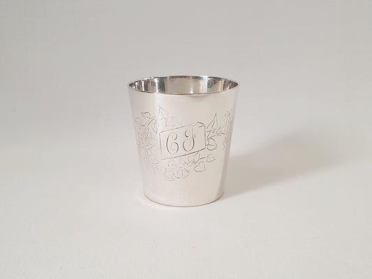 Vintage Silver Plated Tumbler with Floral Engraving