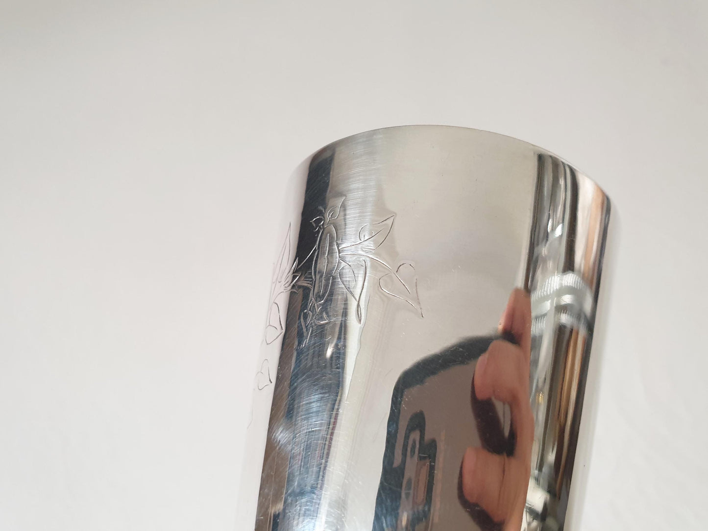 Vintage Silver Plated Tumbler with Floral Engraving