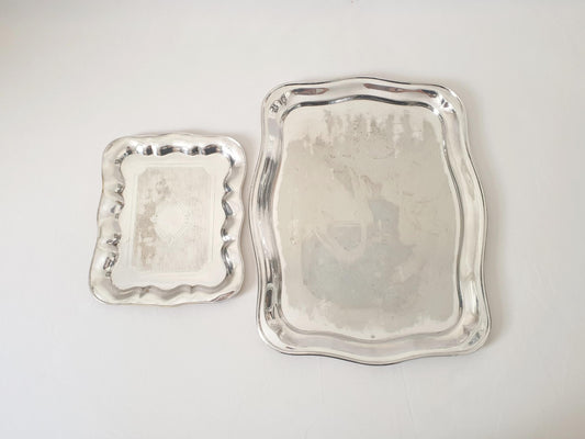 Set of 2 Silver Plated Rectangular Trays - 1 Serving Tray by Art Krupp Berndorf & 1 Small Decorative Trinket Tray