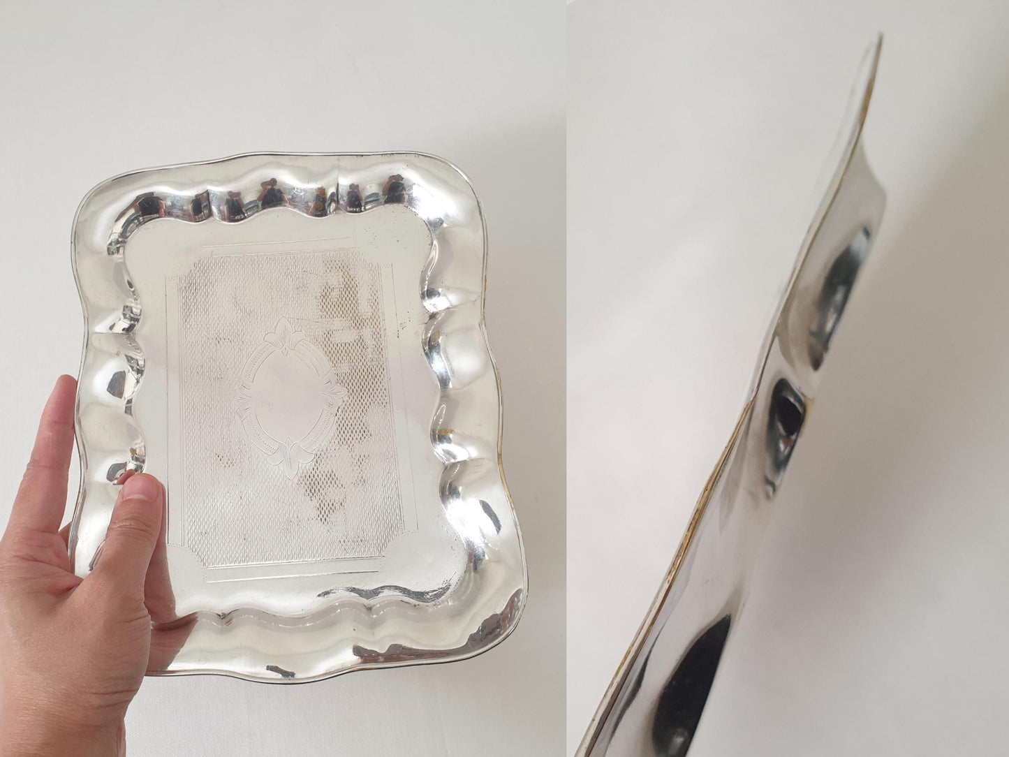 Set of 2 Silver Plated Rectangular Trays - 1 Serving Tray by Art Krupp Berndorf & 1 Small Decorative Trinket Tray