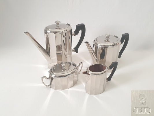 WMF Antique Silver Plated Tea and Coffee Service Set in Art Deco Style, Circa 1910s